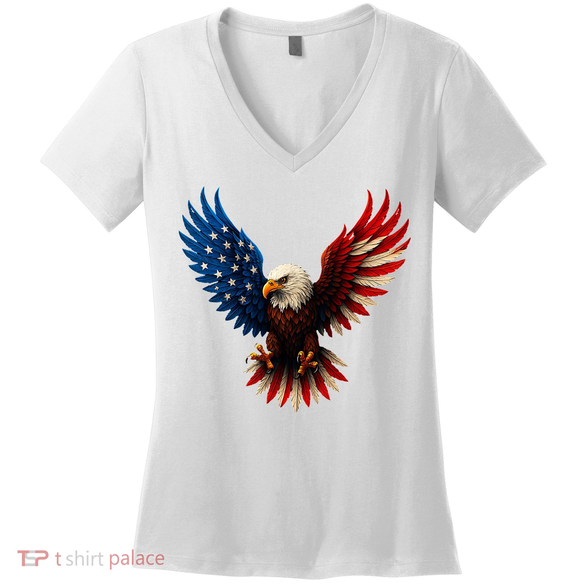 American Flag Bald Eagle Patriotic Eagle 4th Of July USA  Women's V-Neck T-Shirt
