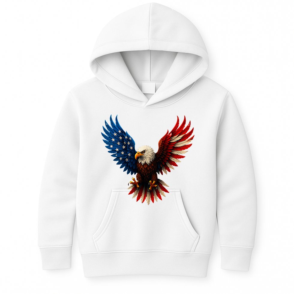 American Flag Bald Eagle Patriotic Eagle 4th Of July USA  Kids Hoodie