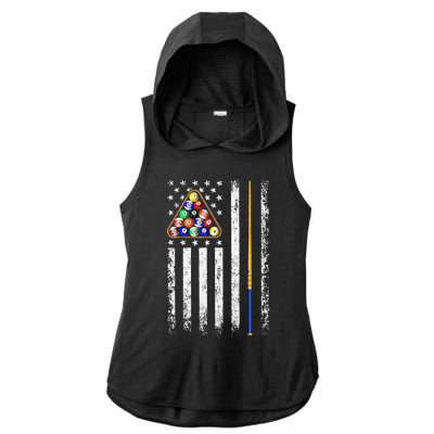 American Flag Billiard Vintage Pool Player Men Women Ladies PosiCharge Tri-Blend Wicking Draft Hoodie Tank