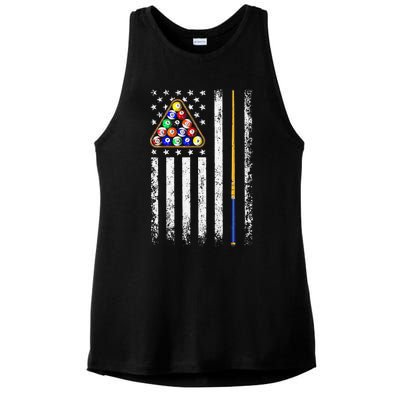 American Flag Billiard Vintage Pool Player Men Women Ladies PosiCharge Tri-Blend Wicking Tank