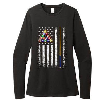 American Flag Billiard Vintage Pool Player Men Women Womens CVC Long Sleeve Shirt