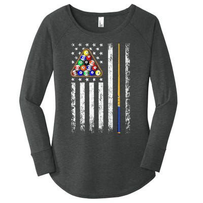 American Flag Billiard Vintage Pool Player Men Women Women's Perfect Tri Tunic Long Sleeve Shirt