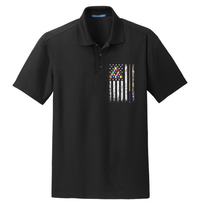 American Flag Billiard Vintage Pool Player Men Women Dry Zone Grid Polo