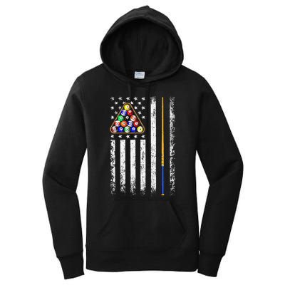 American Flag Billiard Vintage Pool Player Men Women Women's Pullover Hoodie