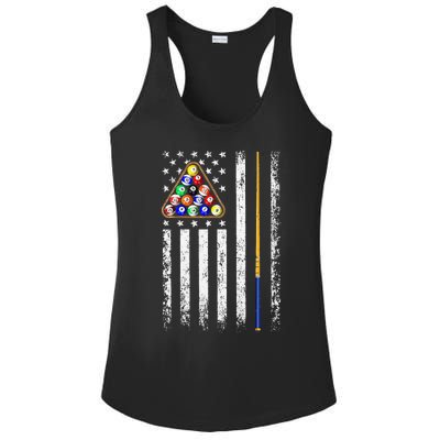 American Flag Billiard Vintage Pool Player Men Women Ladies PosiCharge Competitor Racerback Tank