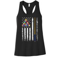 American Flag Billiard Vintage Pool Player Men Women Women's Racerback Tank