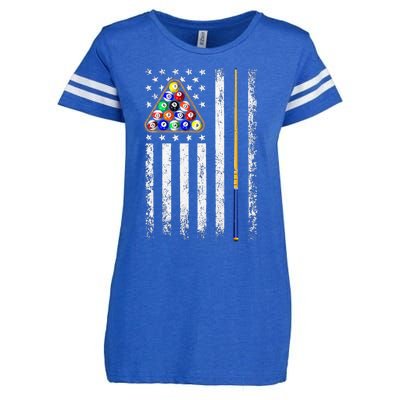 American Flag Billiard Vintage Pool Player Men Women Enza Ladies Jersey Football T-Shirt