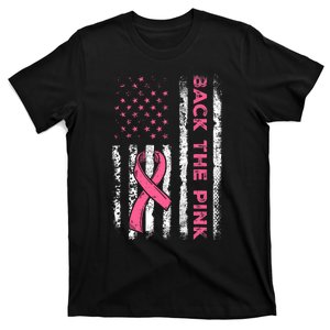 American Flag Back The Pink Breast Cancer Awareness Ribbon T-Shirt