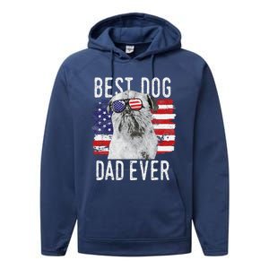 American Flag Best Dog Dad Ever Brussels Griffon Usa Performance Fleece Hoodie