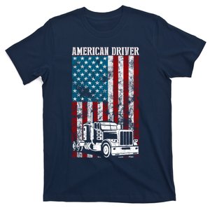 American Flag Big Rig Semitrailer Truck Driver Gift T-Shirt