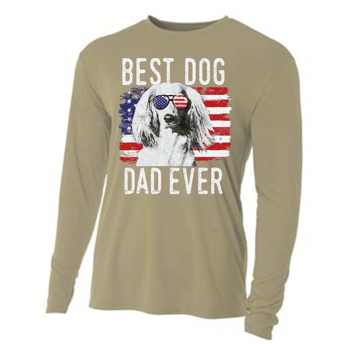 American Flag Best Dog Dad Ever Dachshund Usa Cooling Performance Long Sleeve Crew