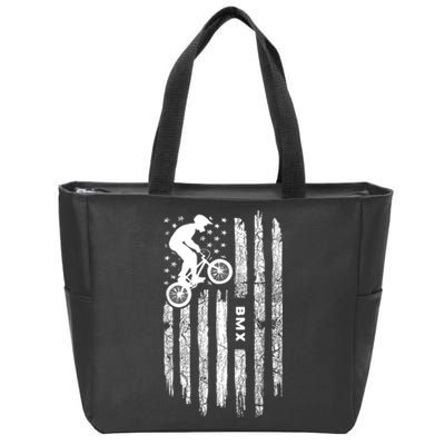 American Flag BMX Clothing BMX Rider Vintage BMX Zip Tote Bag