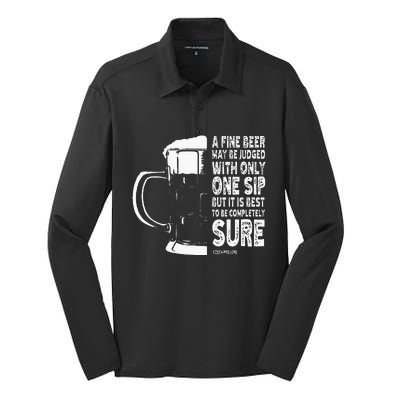 A Fine Beer May Be Judged With Only One Sip Silk Touch Performance Long Sleeve Polo