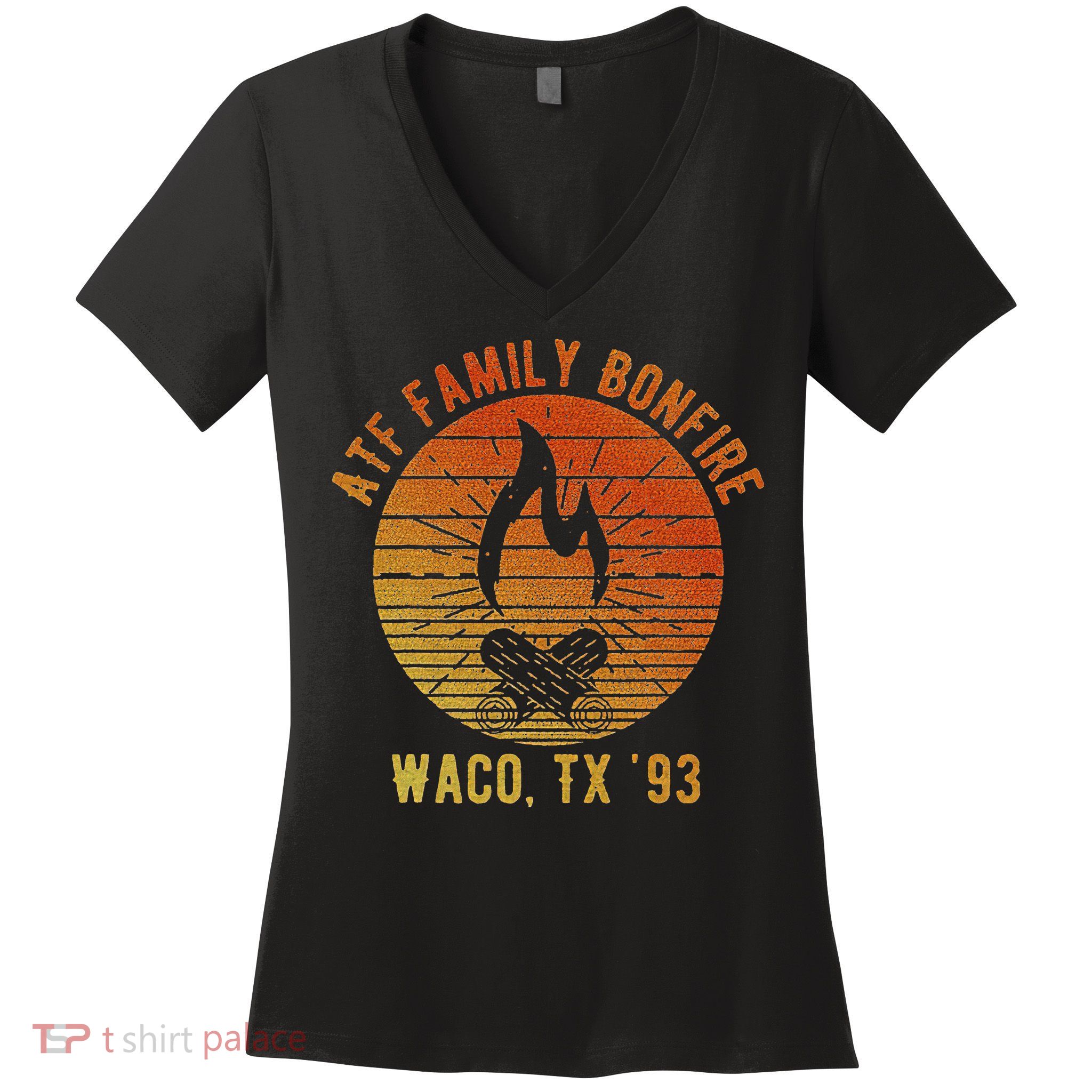 Atf Family Bonfire Waco Tx 93 Waco Siege Branch Davidians Women's V-Neck T-Shirt