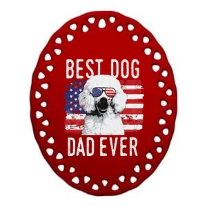 American Flag Best Dog Dad Ever Poodles Usa Ceramic Oval Ornament