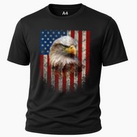 American Flag Bald Eagle Patriotic Red White Blue Cooling Performance Crew T-Shirt