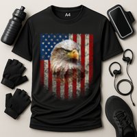 American Flag Bald Eagle Patriotic Red White Blue Cooling Performance Crew T-Shirt