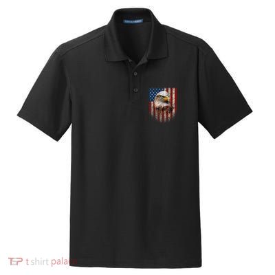 American Flag Bald Eagle Patriotic Red White Blue Dry Zone Grid Polo