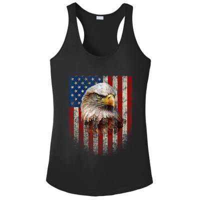 American Flag Bald Eagle Patriotic Red White Blue Ladies PosiCharge Competitor Racerback Tank