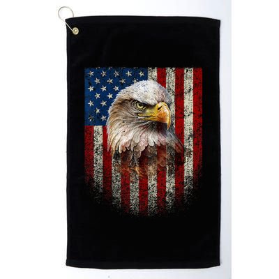 American Flag Bald Eagle Patriotic Red White Blue Golf Towel