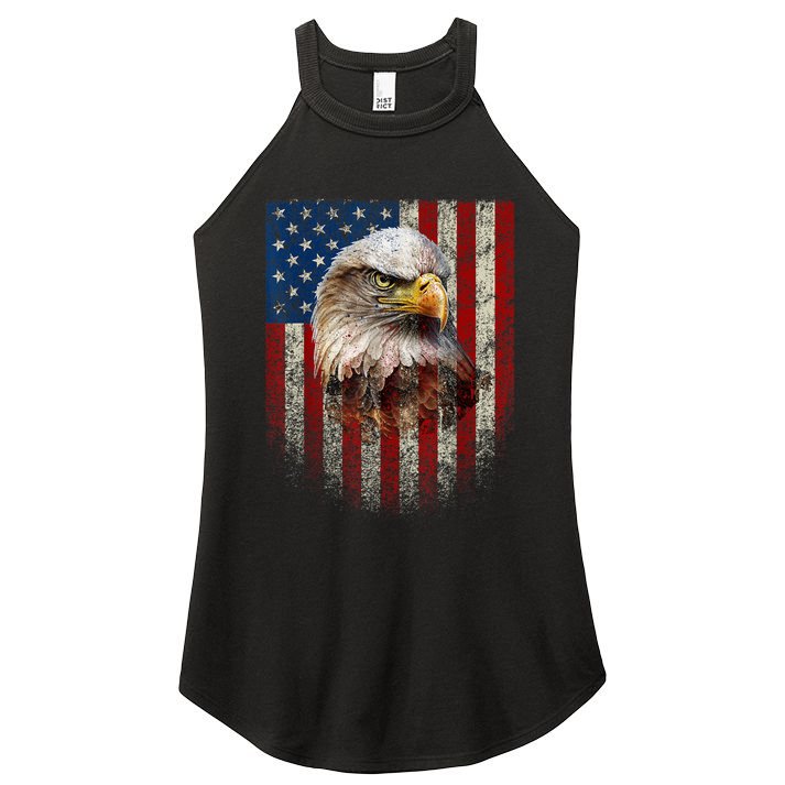 American Flag Bald Eagle Patriotic Red White Blue Women's Perfect Tri Rocker Tank