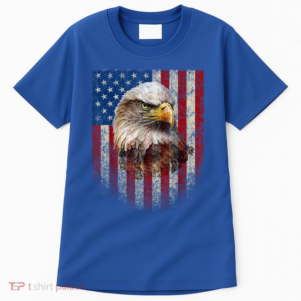 American Flag Bald Eagle Patriotic Red White Blue Tall T-Shirt