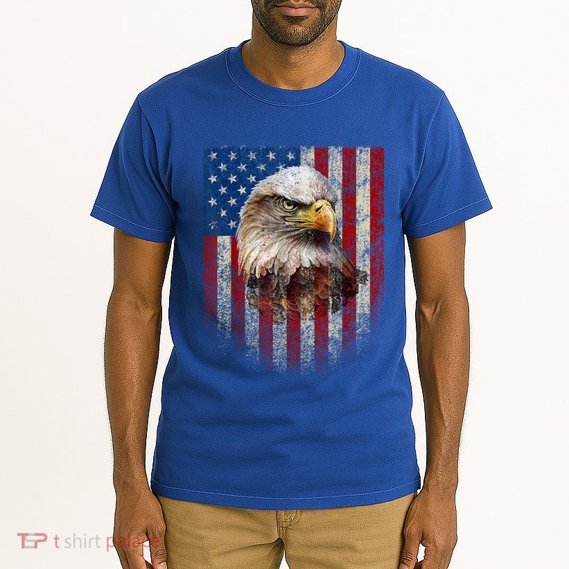 American Flag Bald Eagle Patriotic Red White Blue Tall T-Shirt