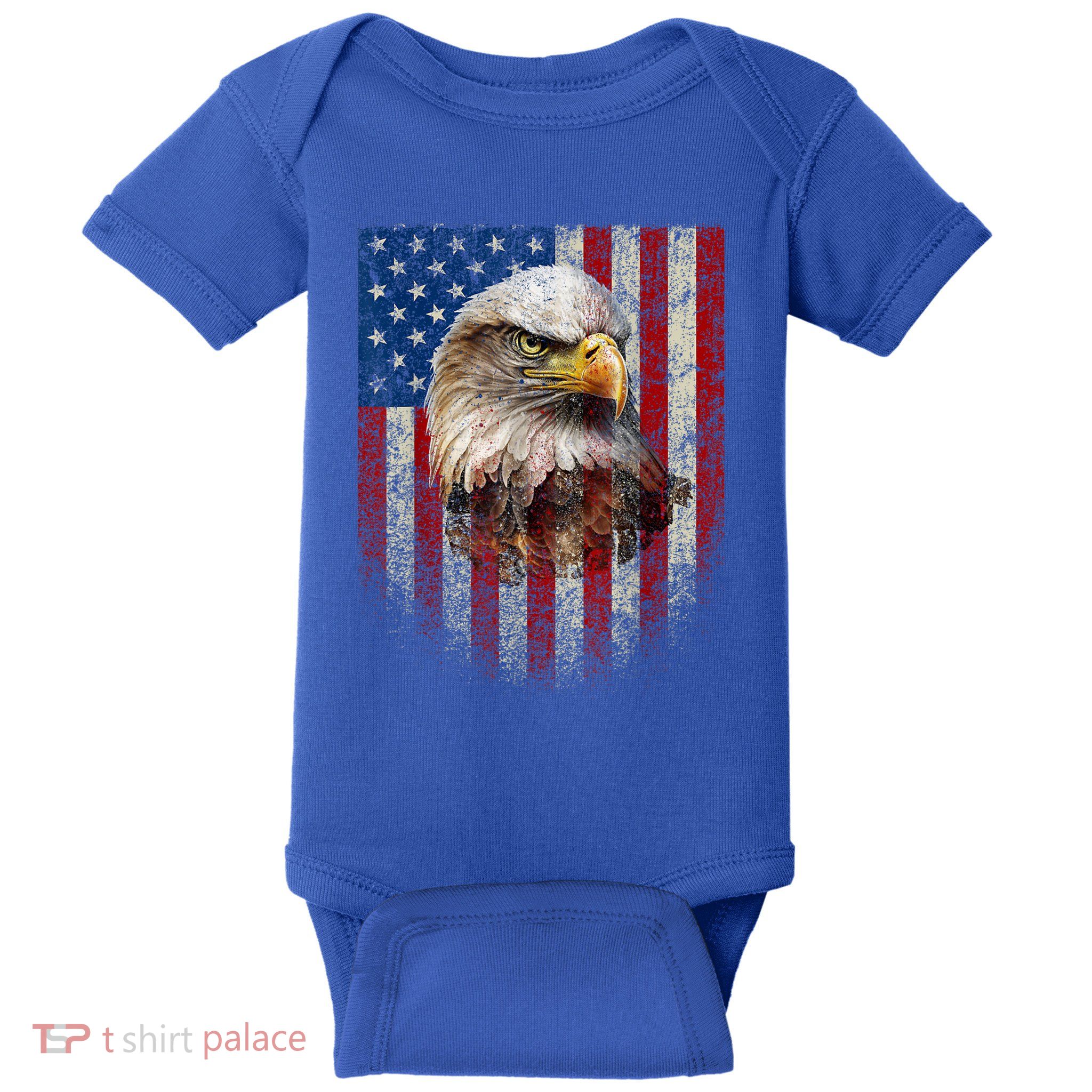 American Flag Bald Eagle Patriotic Red White Blue Baby Bodysuit