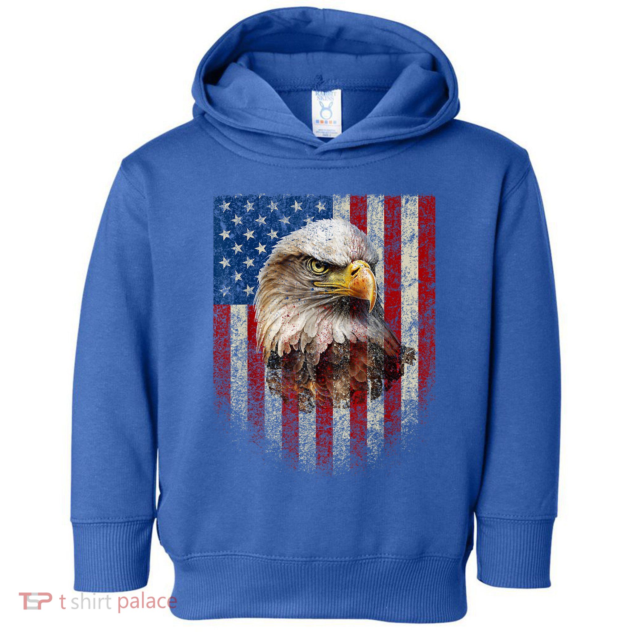 American Flag Bald Eagle Patriotic Red White Blue Toddler Hoodie