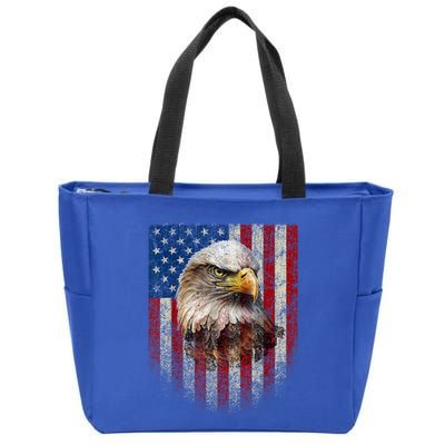 American Flag Bald Eagle Patriotic Red White Blue Zip Tote Bag