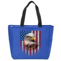 American Flag Bald Eagle Patriotic Red White Blue Zip Tote Bag