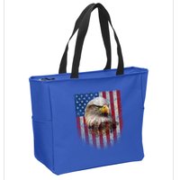 American Flag Bald Eagle Patriotic Red White Blue Zip Tote Bag