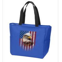 American Flag Bald Eagle Patriotic Red White Blue Zip Tote Bag