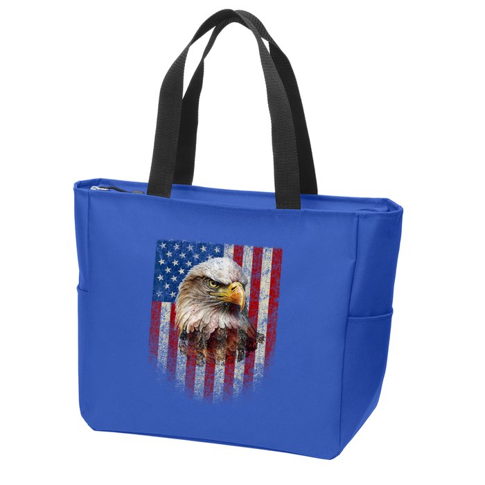 American Flag Bald Eagle Patriotic Red White Blue Zip Tote Bag