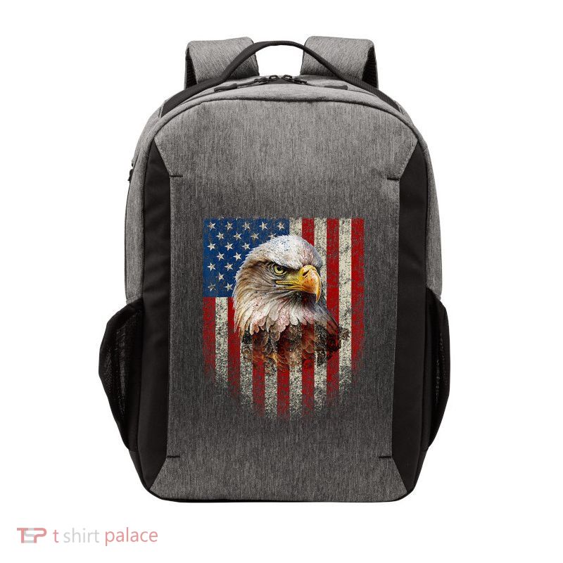 American Flag Bald Eagle Patriotic Red White Blue Vector Backpack