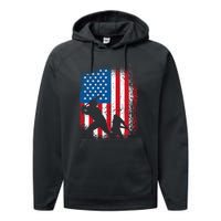 American flag baseball design USA flag baseball Performance Fleece Hoodie