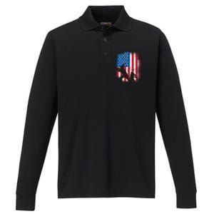 American flag baseball design USA flag baseball Performance Long Sleeve Polo