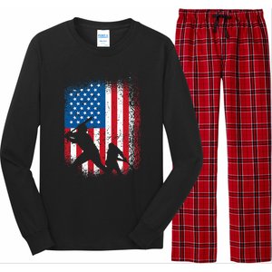 American flag baseball design USA flag baseball Long Sleeve Pajama Set