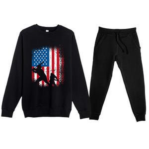 American flag baseball design USA flag baseball Premium Crewneck Sweatsuit Set