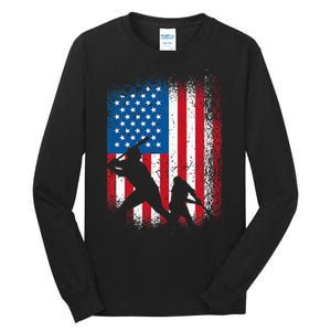 American flag baseball design USA flag baseball Tall Long Sleeve T-Shirt