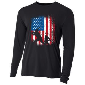 American flag baseball design USA flag baseball Cooling Performance Long Sleeve Crew