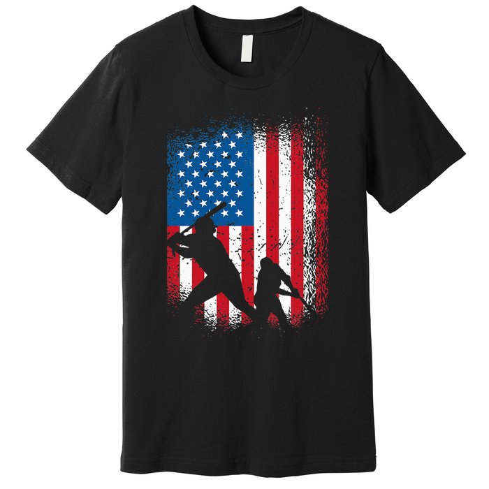 American flag baseball design USA flag baseball Premium T-Shirt