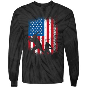 American flag baseball design USA flag baseball Tie-Dye Long Sleeve Shirt