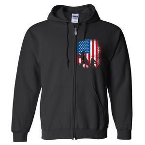 American flag baseball design USA flag baseball Full Zip Hoodie