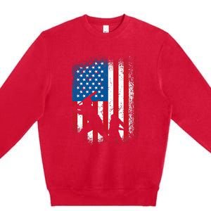 American flag baseball design USA flag baseball Premium Crewneck Sweatshirt