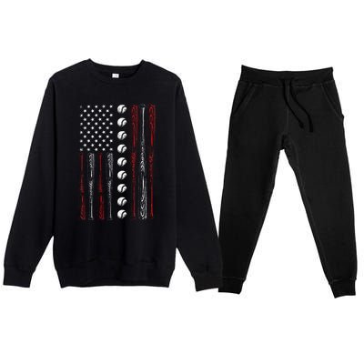 American Flag Baseball Red White Blue 4th Of July Premium Crewneck Sweatsuit Set