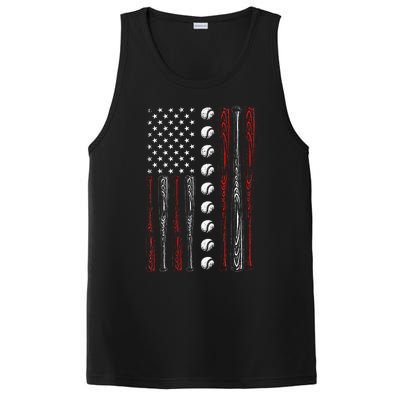 American Flag Baseball Red White Blue 4th Of July PosiCharge Competitor Tank