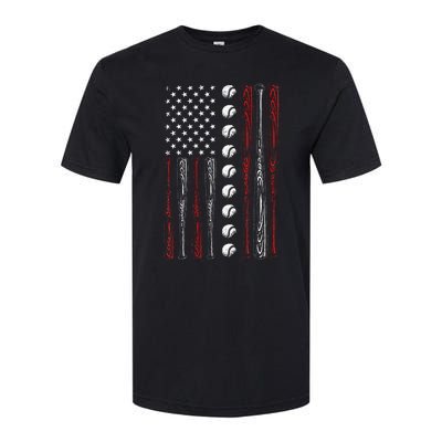 American Flag Baseball Red White Blue 4th Of July Softstyle® CVC T-Shirt