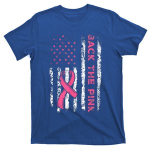 American Flag Back Pink Breast Cancer Awareness Ribbon T-Shirt