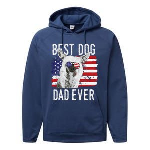 American Flag Best Dog Dad Ever Chinese Crested Usa Performance Fleece Hoodie